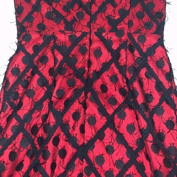 MILLY Alix Embroidered Strapless Sweetheart Dress, Black/Red size 4 - Picture 10 of 16